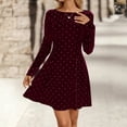 thumbnail image 2 of Polka Dot Velvet Dress, Long Sleeve Sparkle Embellished Dress with Defined Waist, Glamorous Holiday Party Dress for Christmas and New Year's Eve Wine S, 2 of 5