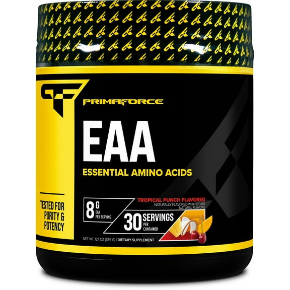 Primaforce EAA Powder (30 Servings, Tropical Punch) - Essential Amino Acids for Pre/Intra Workout and Recovery - Non-GMO and Gluten Free