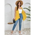 thumbnail image 4 of SHOWMALL Women's Plus Size Summer Shrugs with Pockets Sleeveless High Low Hem Draped Yellow 4X Loose Fit Elegant Blazer Style Boleros Flowy Open Front Lightweight Cardigan, 4 of 8