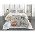 thumbnail image 3 of Ambesonne Colorful Quilted Bedspread Set 3 Pcs, and Owls Love, Queen Size, Multicolor, 3 of 5