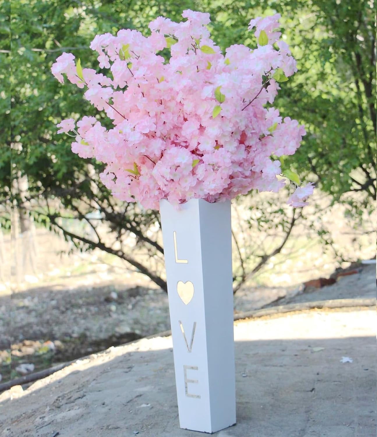RHN Artificial Faux Cherry Blossom Branches Decor,37.5 in Fake Cherry Blossom Flowers Long Stems Realistic for Home Vase Arrangements Table Centerpiece Wedding Spring Decor(3 Pcs,Light Pink)