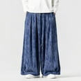 thumbnail image 2 of BXSRUTA Men's Corduroy Wide Leg Pants with Elastic Waist and Drawstring Casual Full Length Trousers, 2 of 7