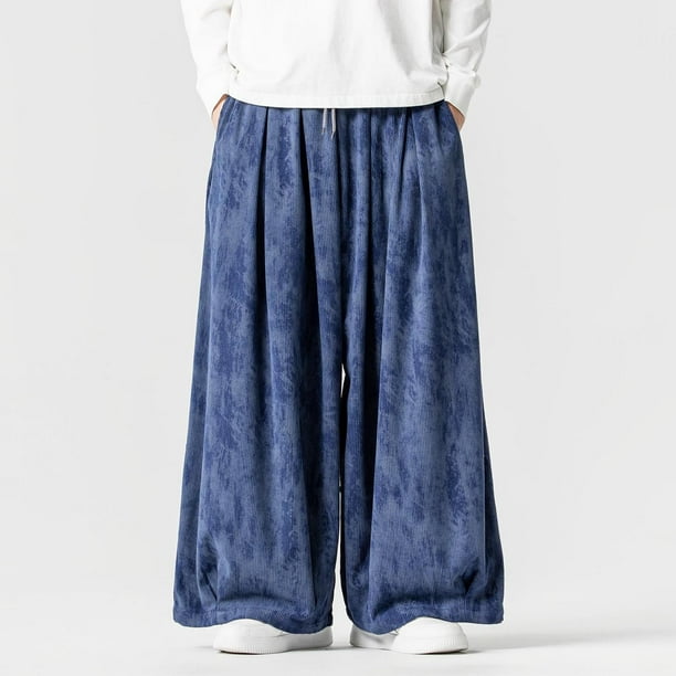 Ceisia Men Solid Color Multi Pocket Linen Workwear Pants Loose Wide Gift Leg Casual Trousers