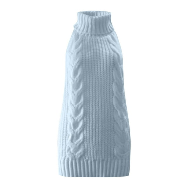 KHONTS , Chandail d'Anime pour Femme, Robe Tricotée à Col Roulé Japonaise, Chandail Sans Dos, Gilet Sans Manches Bleu m