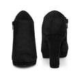 thumbnail image 5 of BLISSFUL STEP Round Toe Platform Block Heels Ankle Booties for Women Black 7.5, 5 of 6