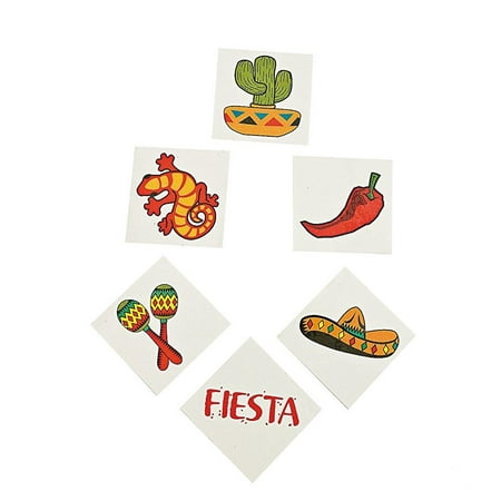 Mexican Fiesta Temporary Tattoos - 72 ct