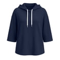 thumbnail image 5 of VSSSJ Women's 3/4 Sleeve Hooded Sweatshirt Loose Fit Batwing Sleeve Ribbed Textured Lightweight Fall Casual Pullover Shirt Tops M, 5 of 8