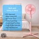 thumbnail image 5 of Ventilador de pedestal Comfort Zone de 16" oscilante de 3 velocidades, rosa, 5 of 5