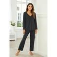 thumbnail image 2 of MLDRA Women's Pajama Sets 2 Piece Lounge Set Long Sleeve V Neck Top and Pants Soft Sleepwear Nightwear Pjs Fall Dark Grey, 2 of 7