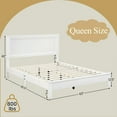 thumbnail image 2 of YYAo Bed Frame Platform,Queen Size Bed Frame Platform Slat High Headboard Bedroom with Rubber Wood Leg-White, 2 of 6