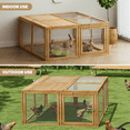 thumbnail image 4 of MoNiBloom 45.5" Wooden Chicken Coop Rabbit Hutch, Fir Wood Pet Cage Small Animal Poultry Cage Run with 2 Access Areas, Foldable Pet House Outdoor Large Hen House (Natural), 4 of 10