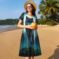 thumbnail image 4 of Vsdgher Robes Midi Maxi Décontractées pour Femmes Été 2025 Légères Manches Courtes Col Rond Robe de Plage, 4 of 6