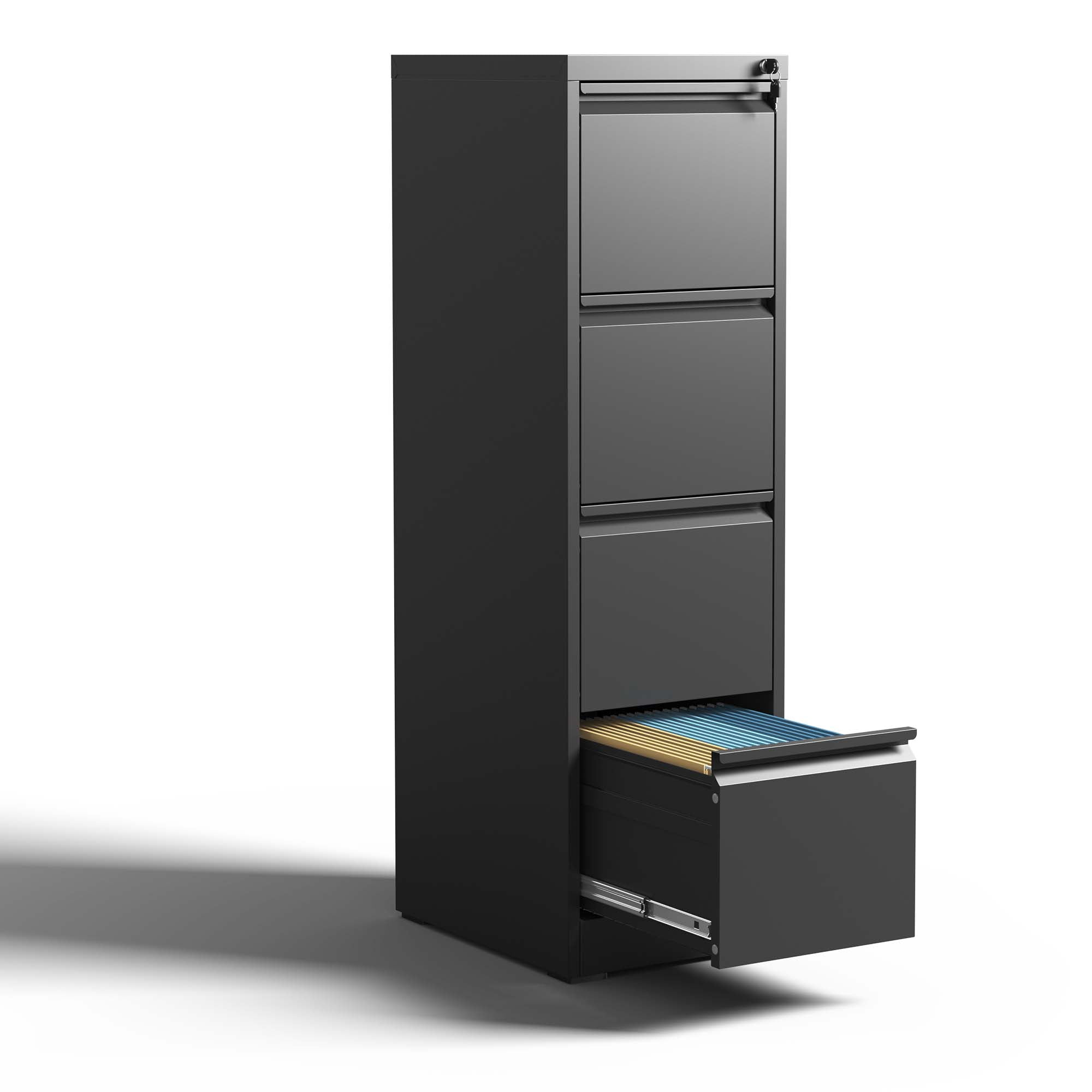 4 Drawer File Cabinet, Metal Filing Cabinets With Lock For A4/Letter/Legal Size File, Steel Vertical File Storage Cabinet For Home Office, Easy Assembly