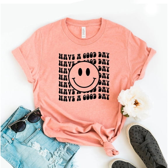 Smiley Face Have A Good Day T-shirt Motivational Shirt Inspirational Gift Positivity Tee Happy Cute Top Mental Health Shirts Retro Smile Preppy Aesthetic Trendy Clothes