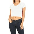 thumbnail image 2 of Women's  2-Pack Short Sleeve Stretch Round Neck Solid Cropped Top, 2 of 4