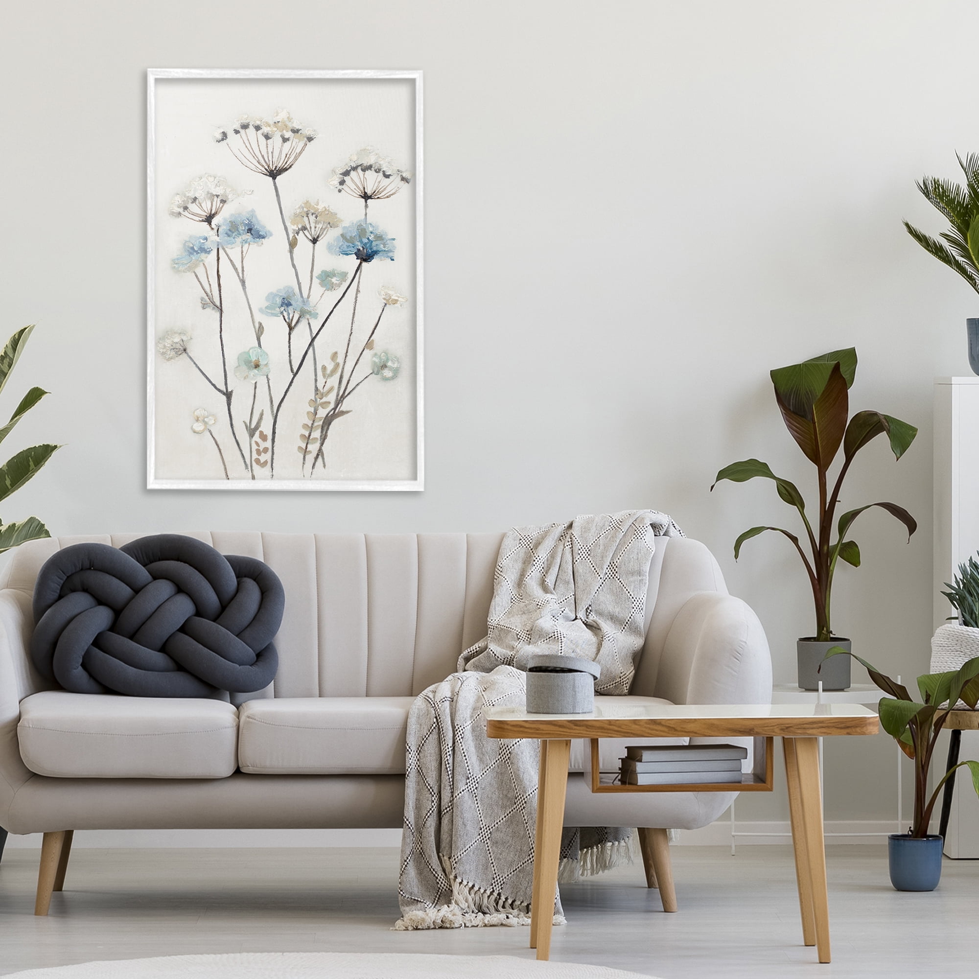 Stupell Industries Soft Jardin Azul White Framed Giclee Art, design by Patricia Pinto
