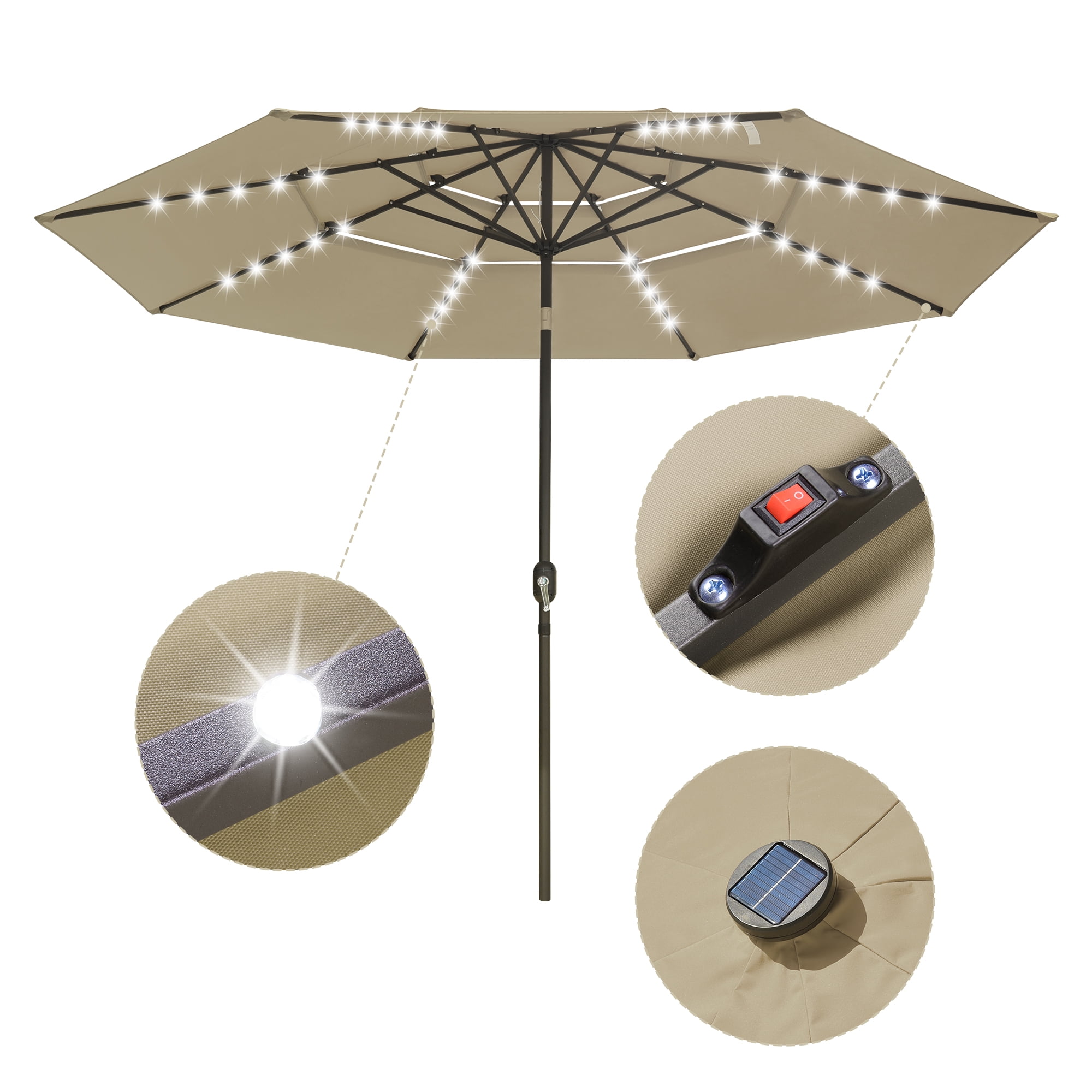 LAGarden 11 Ft 3 Tier Patio Umbrella with Solar LED Crank Tilt Button  Garden | Walmart Canada
