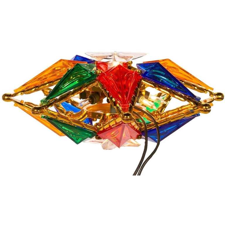 Kurt S. Adler 10" LED Glitter Snowflake Tree Topper – Multi-Color Fade Lights, Indoor Use