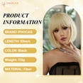 thumbnail image 3 of 【Natural Look】PHOCAS Blonde Bob Wig with Bangs, Heat Resistant Synthetic Short Wig for Women, Daily Wear 10 Inch, 3 of 10