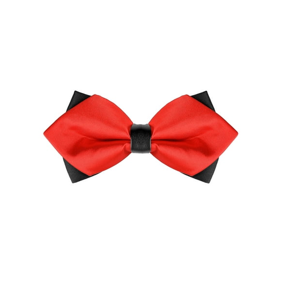 INSPIRE CHIC Corbatas de moño preatadas de color sólido para hombres, Halloween, cuello, fiesta de bodas, esmoquin, corbatas de moño puntiagudas, rojas, talla única