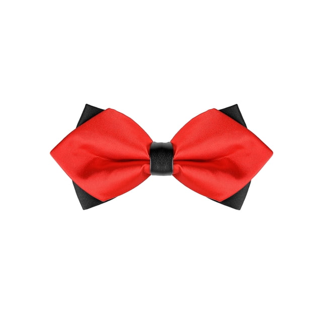 INSPIRE CHIC Men's Solid Color Pre-Tied Bow Ties Neck Wedding Party Tuxedo Pointed Bowties Red One Size