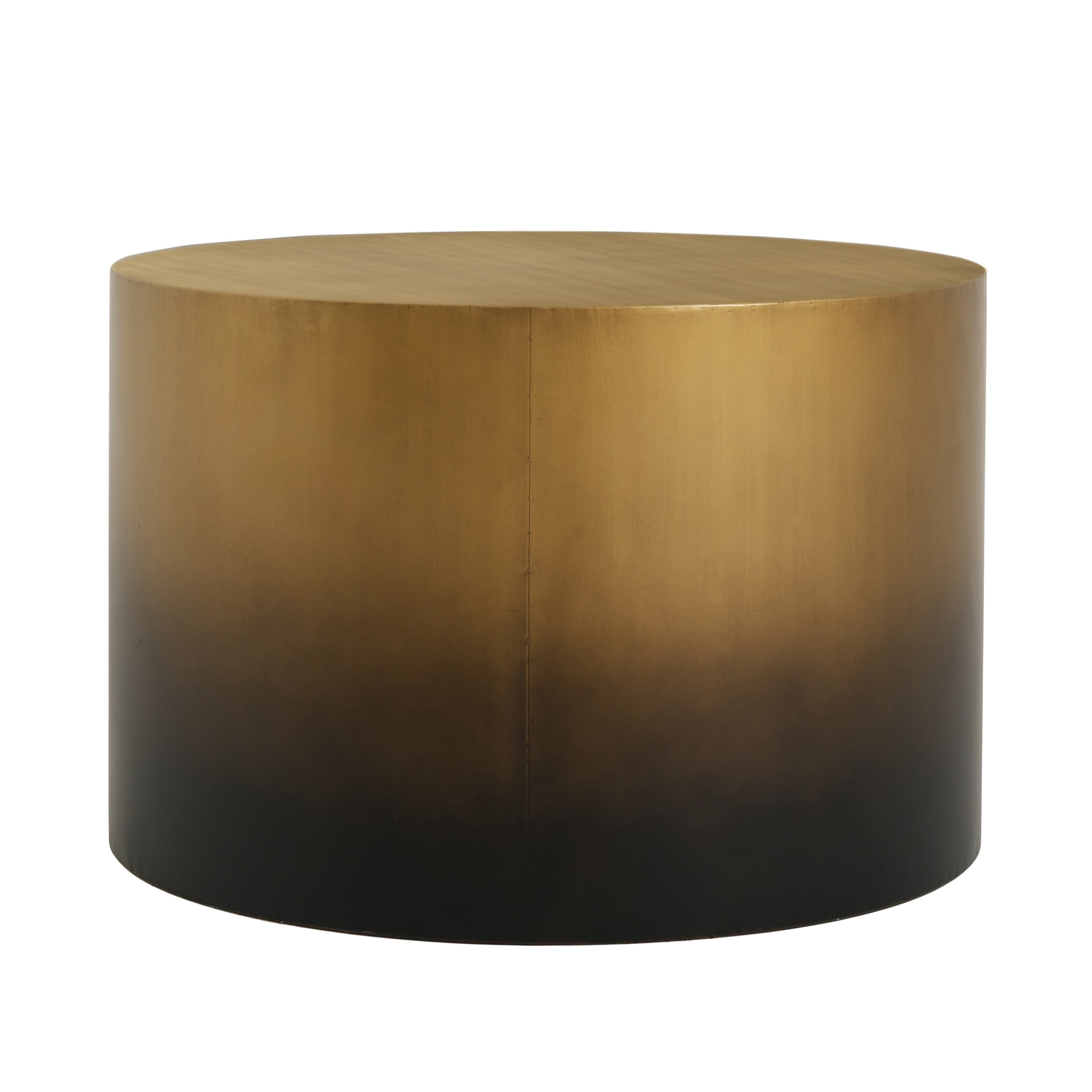 Christopher Knight Home 24.8"W Iron Cylinder Round Coffee Table, Modern Drum Accent Table, Antique Brass