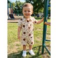 thumbnail image 5 of BemeyourBBs Toddler Baby Boy Summer Cotton Linen Clothes Cute Infant Boy Baseball Outfit Print Button Down Turn Down Neck Short Sleeve Shirt and Shorts 2 Pcs Set, 5 of 9