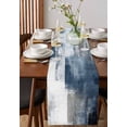 thumbnail image 4 of Blue Grey Table Runner Cotton Linen 90 Inch Holiday Dresser Scarves, Abstract Modern Painting Mottled White Art Tablerunner for Kitchen Coffee Dining Bedroom Living Room Dinner Scarf Décor 13''x90'', 4 of 9