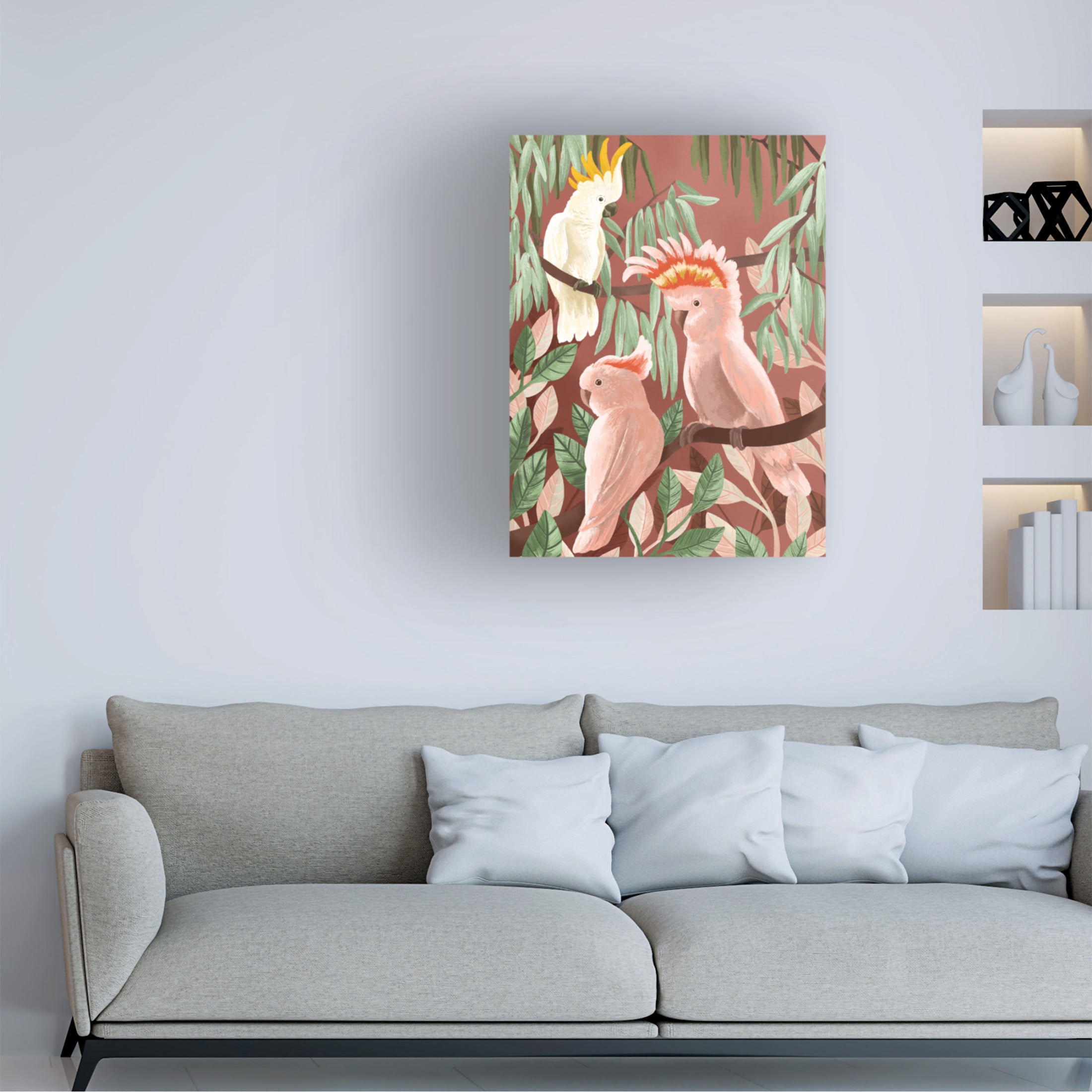 Trademark Fine Art Goed Blauw  Cockatoos Canvas Wall Art
