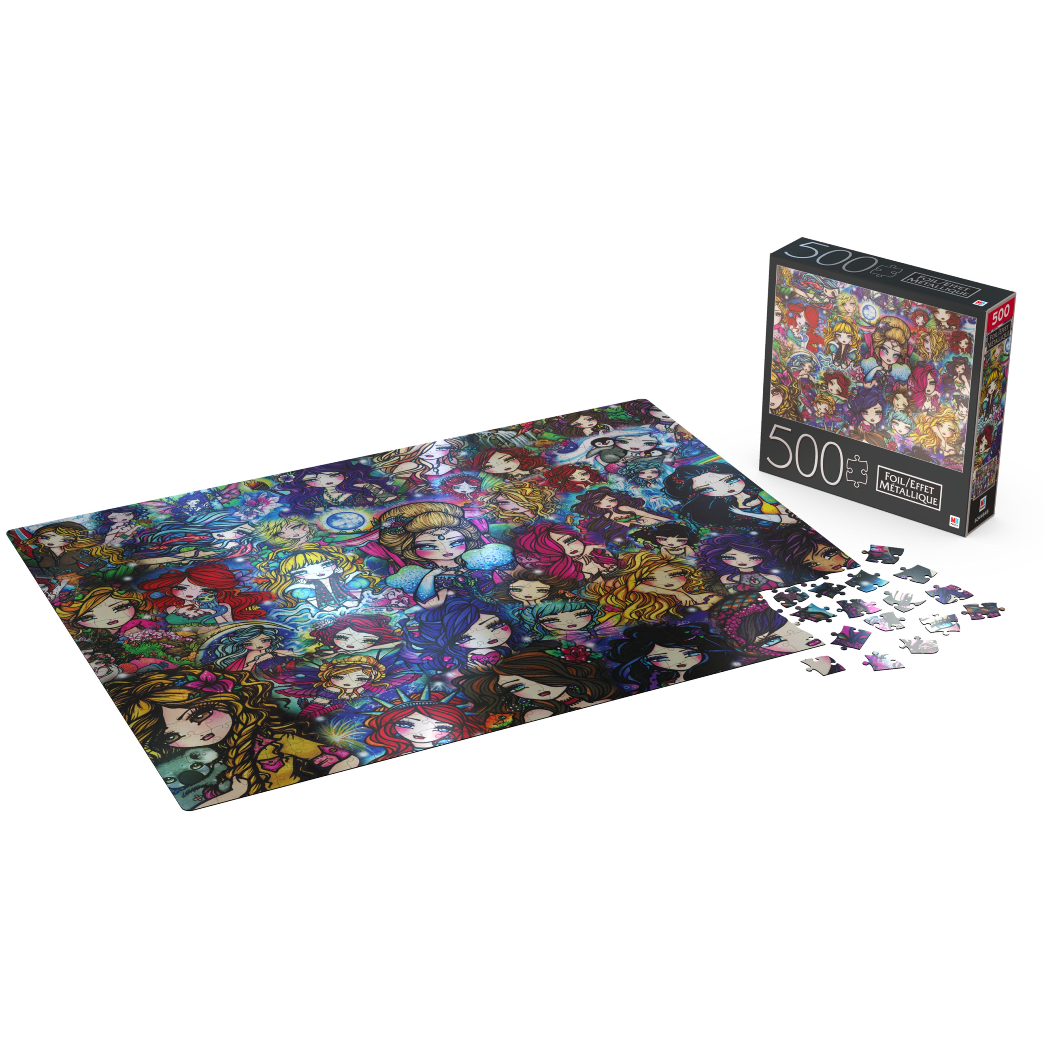 500-Piece Jigsaw Puzzle with Foil Accents, for Adults and Kids Ages 8 and  up, Doll Girl Collage 