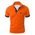 thumbnail image 2 of Breathable Mesh Polo Shirts for Men Short Sleeve Casual Loose Fit Knit Golf Top Summer Lightweight Out Sport Tee Mens Orange XL, 2 of 6