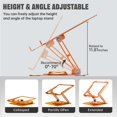 thumbnail image 3 of Soporte para portátil JOYEKY ajustable con base giratoria de 360°, naranja, 3 of 6
