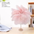 thumbnail image 3 of Decorative Feather Table Lamp, 30PCS Feathers USB C Rechargeable Touch Control Desk Light with 3 Color Modes and Infinite Dimming, for Bedroom Study Living Room Coffee Shop, 3 of 7