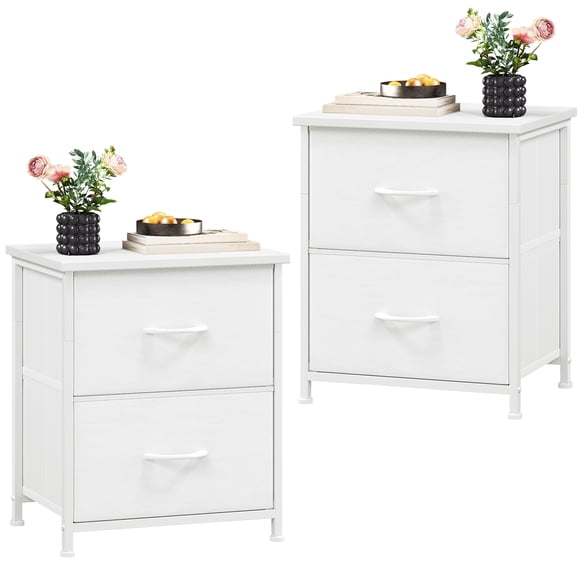 Eunos Tables de Nuit Blanches pour Chambre, Ensemble de 2, Petite Table de Chevet Table d'Appoint pour Garde-Robe Salon
