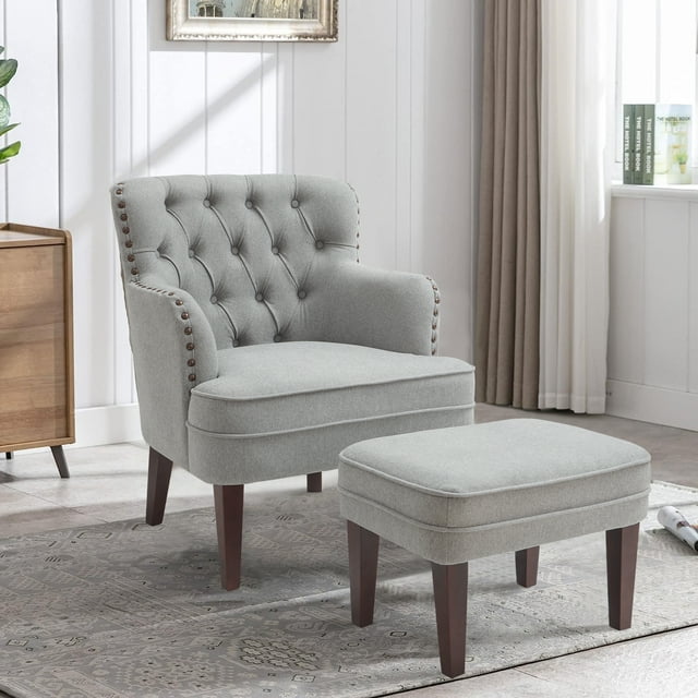 Kinmars Accent Chairs with Ottoman, Comfy Reading Chair for Bedroom