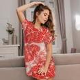 thumbnail image 3 of Fotbe Beef Steaks Bata de Dormir para Mujer con Estampado, Camisón de Algodón de Manga Corta, Ropa de Dormir Casual, 3 of 6
