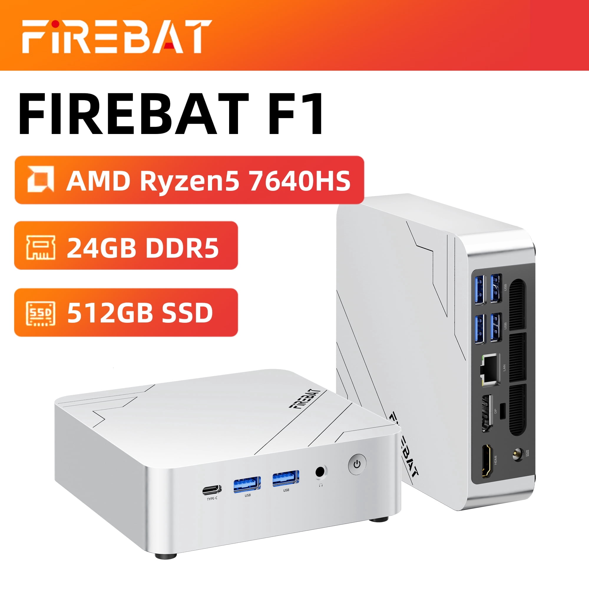 GMKtec, Mini Gaming PC, AMD Ryzen 5 7640HS, 16GB RAM, 1TB SSD