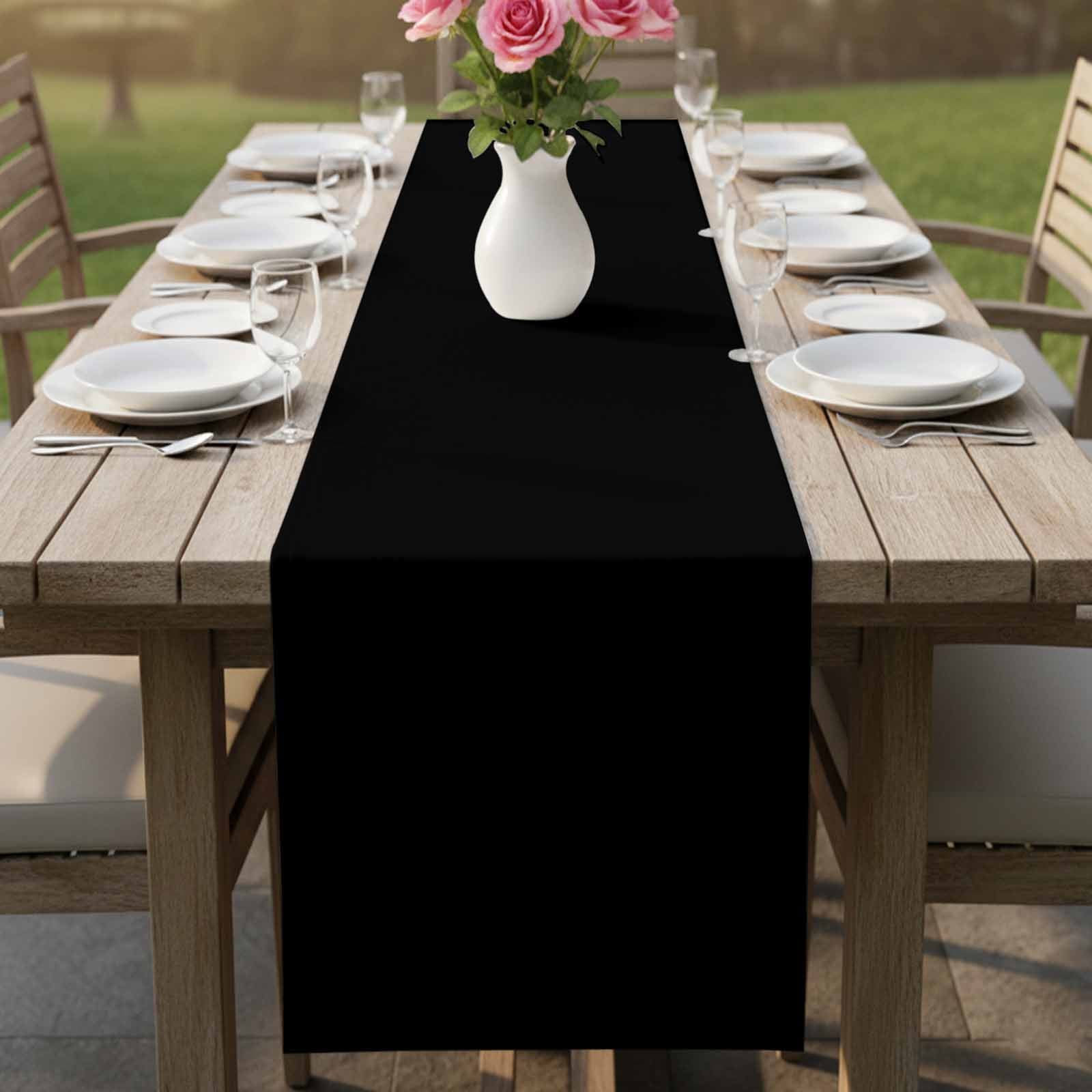 Black Table Runner, Solid Color Farmhouse Black Washable Cotton Linen Table Runners 90 Inches Long, Dresser Scarf Runner for Dining/Coffee/Kitchen/Hallway Tables 13''x90''
