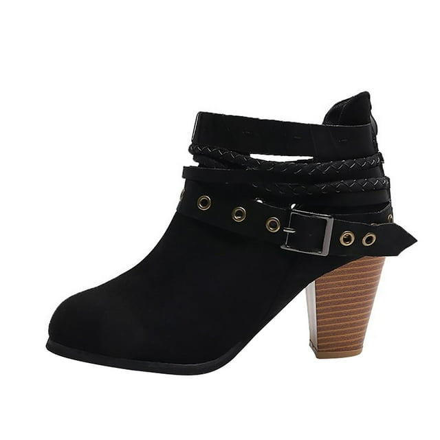 Pisexur Bottines pour Femmes à la Cheville Style Western à Rivets avec Boucle et Fermeture Éclair Bottillons Texture Patchwork Style Chelsea