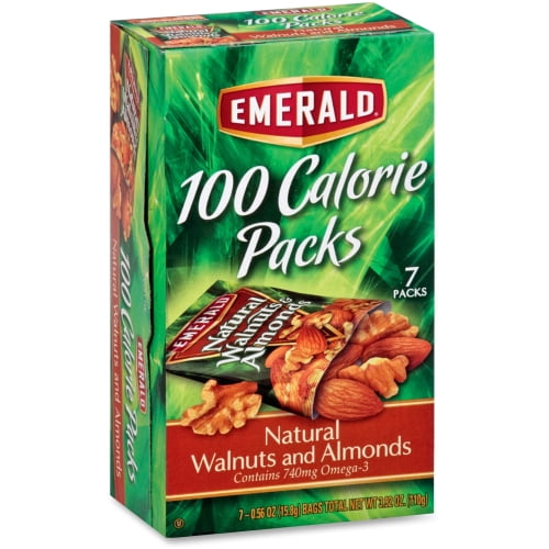 Emerald Nuts, Natural Walnuts & Almonds, 100 Calorie Packs, 7 Ct, 3.92 oz