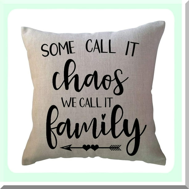 Family Chaos Farmhouse Pillow Rustic 18x18 Inch Decorative Cushion Cover with Country Words for Sofa Couch Porch Home Quotes Throw Pillow Walmart