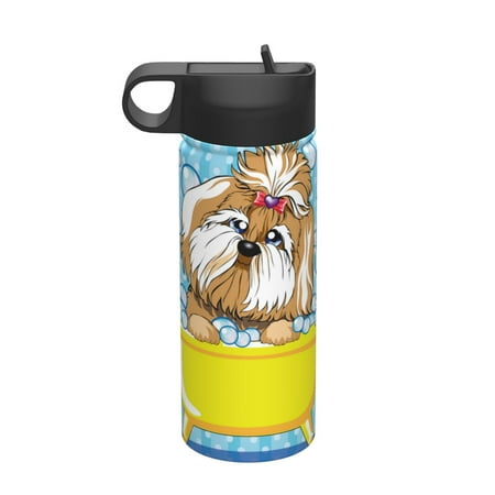 

Zeuib Dog Takes a Bath in the Bathtub Print 18oz Sports Insulated Kettle Insulated Cups With Handle Sports Water Kettle Water Bottle Insulated