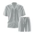 thumbnail image 5 of Yaoyar Men's Ribbed Shirt and Shorts Set, Short Sleeve, Drawstring Waist, Casual Summer Outfit, 5 of 6