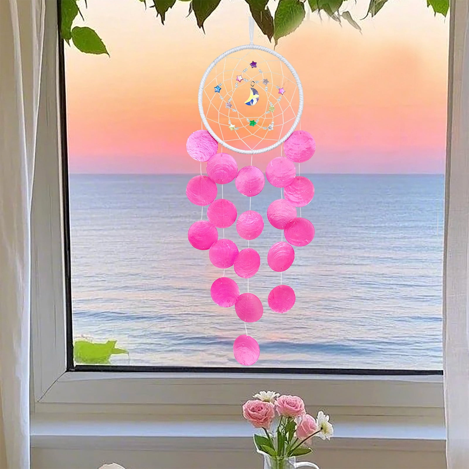 Specollect 1 Pcs Handmade Wind Chime Kit, Wooden Beads & Shells, Soothing Sound, Craft Decor for Home Garden Balcony Window, Teacher Gift, Housewarming