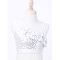 thumbnail image 3 of TiaoBug Kids Girls Asymmetrical Ruffled Sequin Performance Crop Tops Modern Jazz Hip Hop One Shoulder Dance Top White 12, 3 of 7