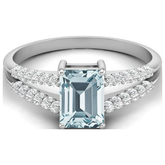 Mooneye 7X5mm Emerald Cut Blue Topaz 925 Sterling Silver Solitaire Women Valentines Day Gifts Ring