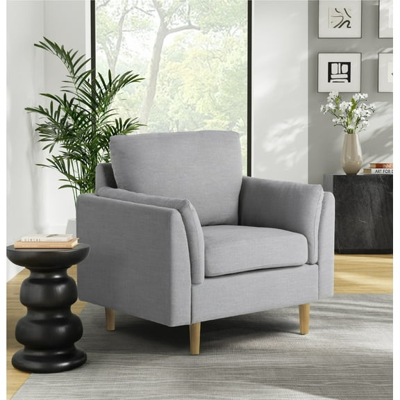 Studio Living Stockholm Modern Accent Chair, Light Gray Woven Fabric
