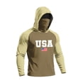 thumbnail image 6 of Men's USA Patriotic Hoodie with Built-in Face Mask and Raglan Sleeves Featuring UPF 50+ Sun Protection for Independence Day Fishing Hiking Camping or Outdoor Work Brown XXL, 6 of 6