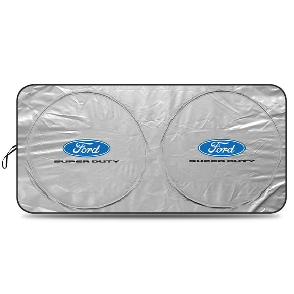 Ford Super-Duty Universal Fit One-Piece Easy Folding Silver Reflective Fabric Windshield Sun Shade (size: 75.5"x 37.5")