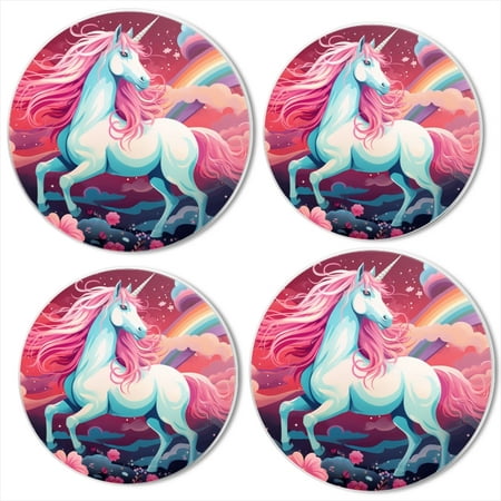 

BaHomeck Electric Stove Burner Covers Set of 4 Round Metal Gas Stove Burner Covers 8 Inch and 10 Inch Kitchen Decor Beautiful Unicorn With Rainbow Mane And Tail